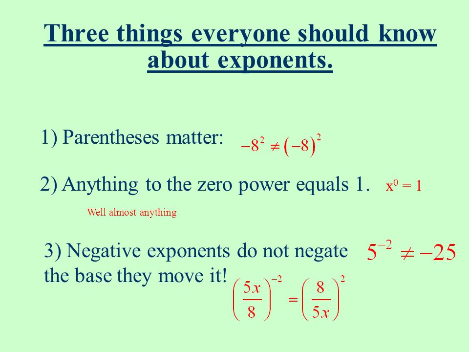 Three things everyone should know about exponents.