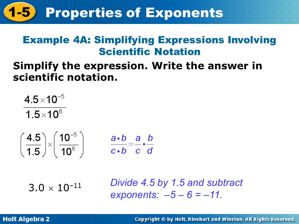 Example 4A: Simplifying Expressions Involving Scientific Notation