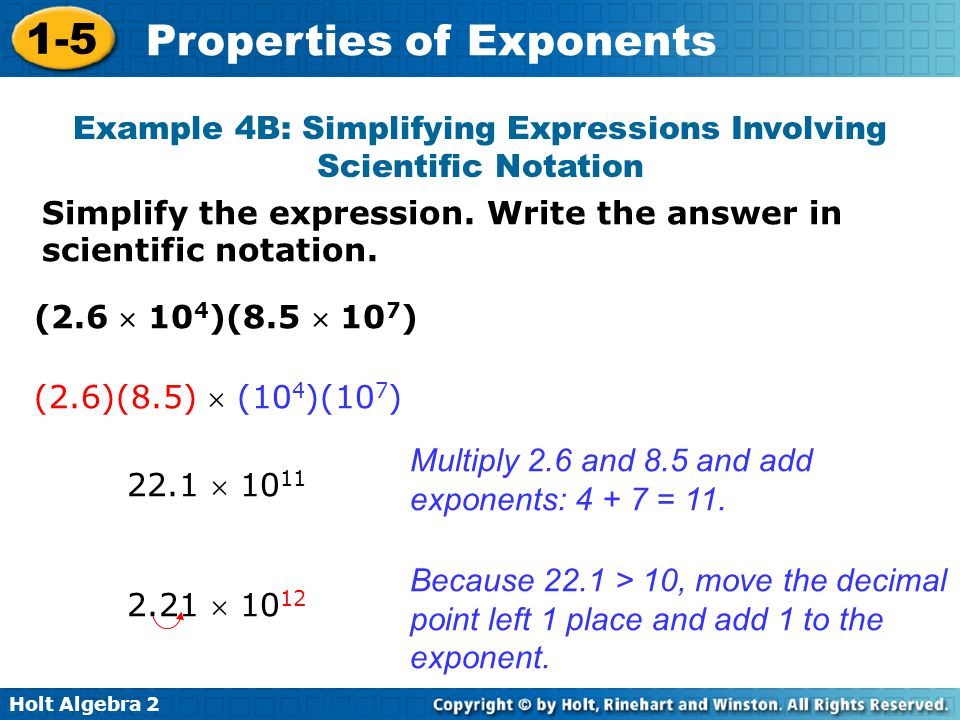 Example 4B: Simplifying Expressions Involving Scientific Notation