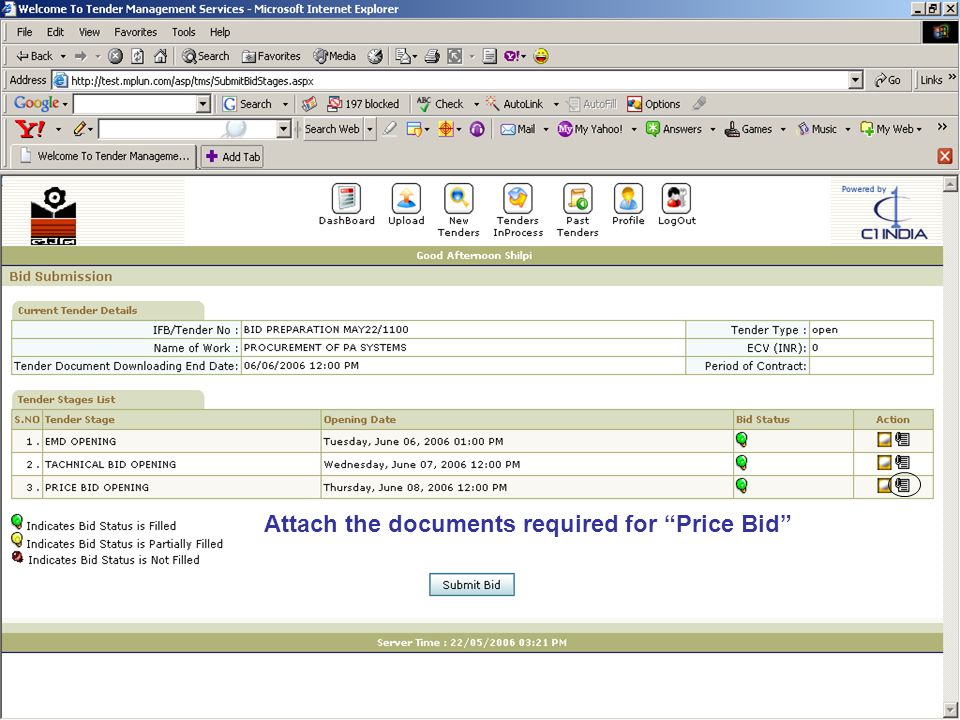Attach the documents required for Price Bid