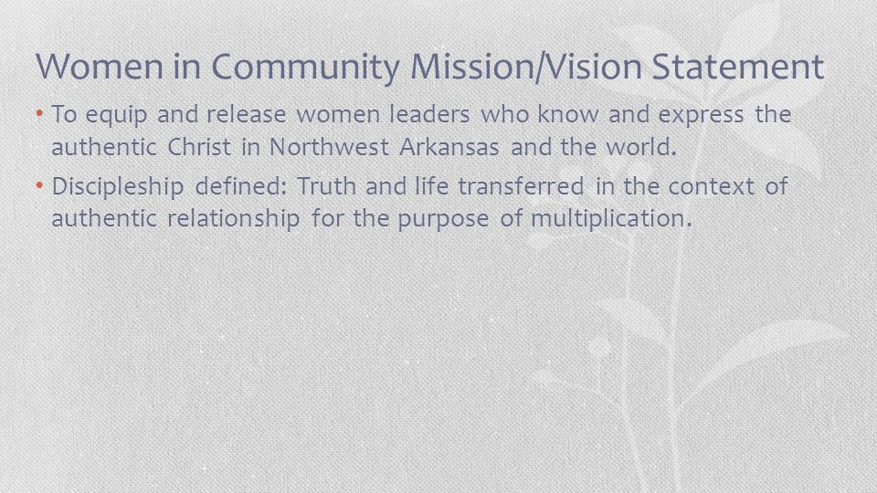Women in Community Mission/Vision Statement