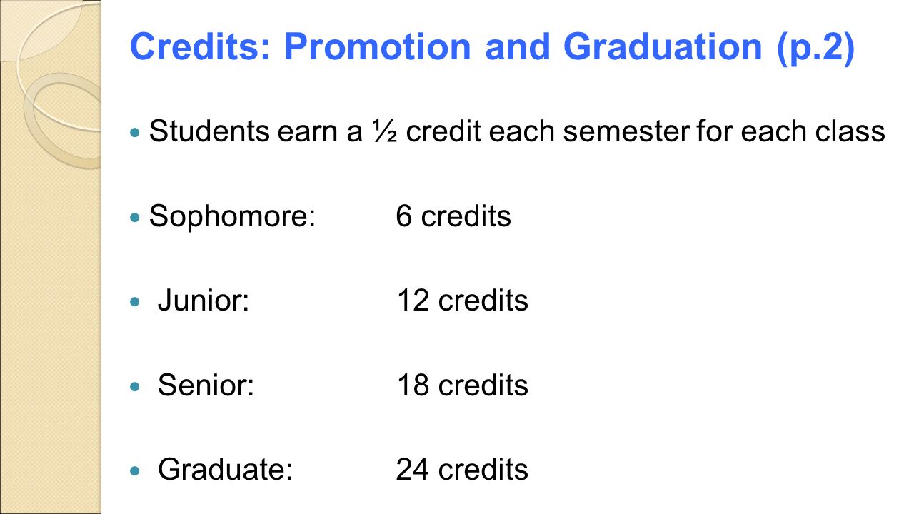 Credits: Promotion and Graduation (p.2)