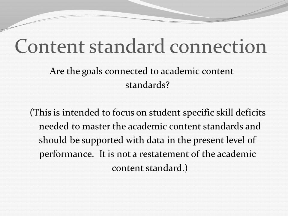 Content standard connection