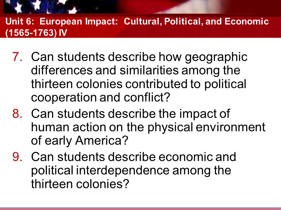 Unit 6: European Impact: Cultural, Political, and Economic ( ) IV
