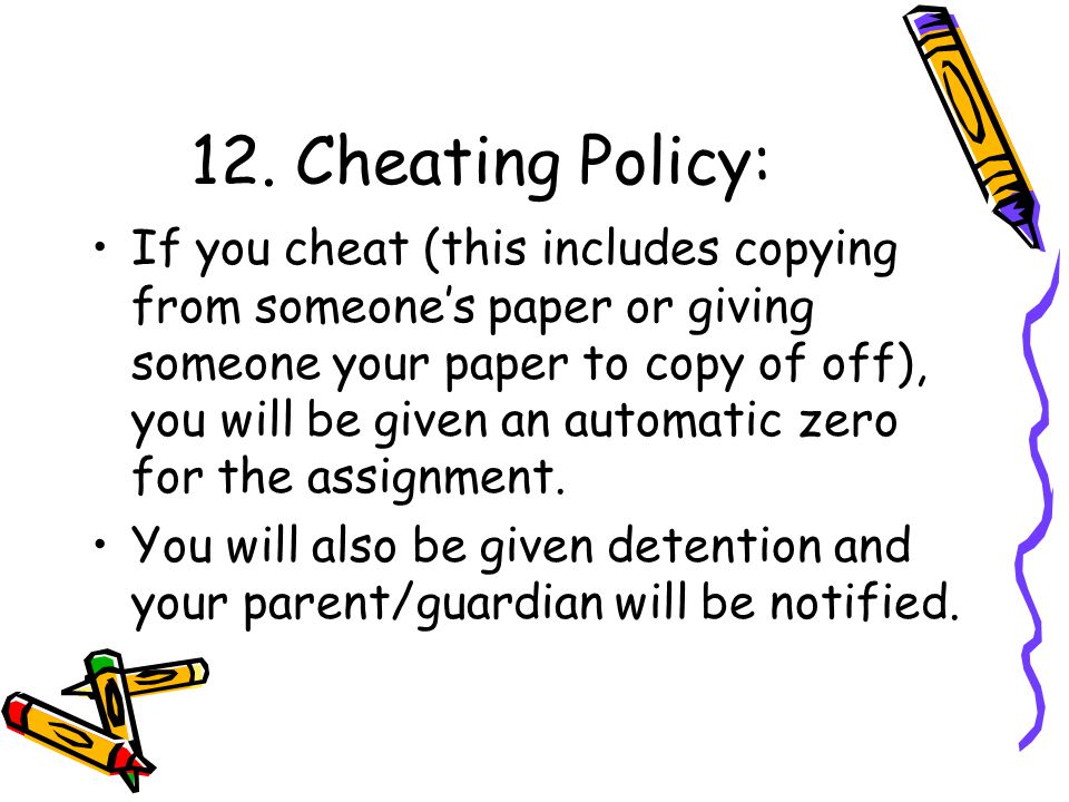 12. Cheating Policy: