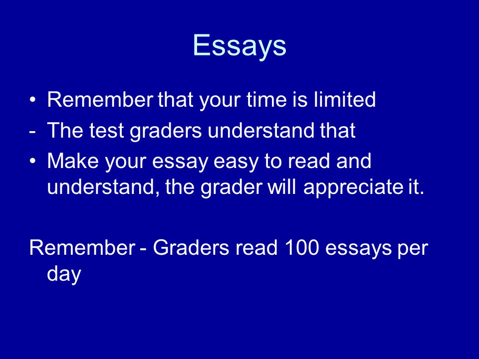 Essays Remember that your time is limited