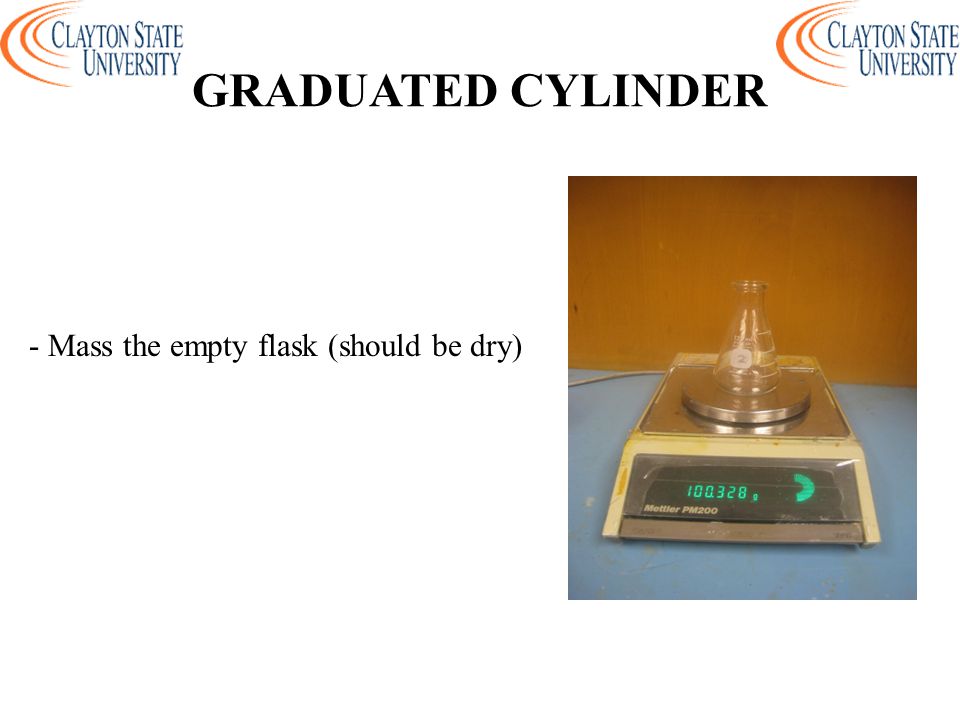 - Mass the empty flask (should be dry)