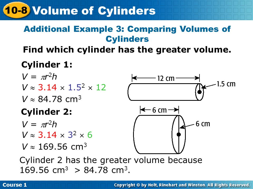 Course Volume of Cylinders.
