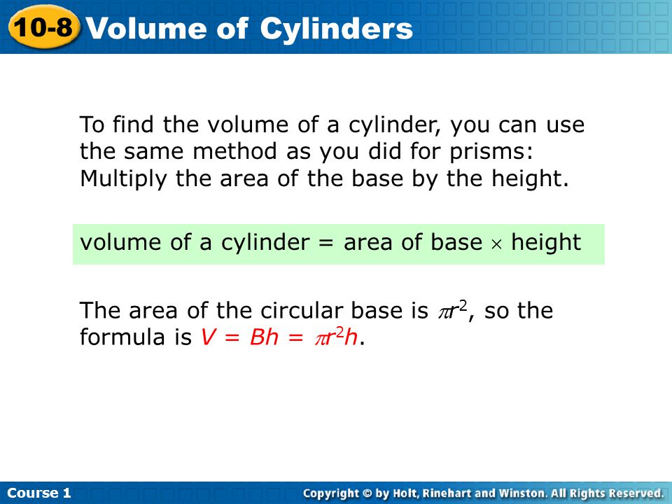 Course Volume of Cylinders.