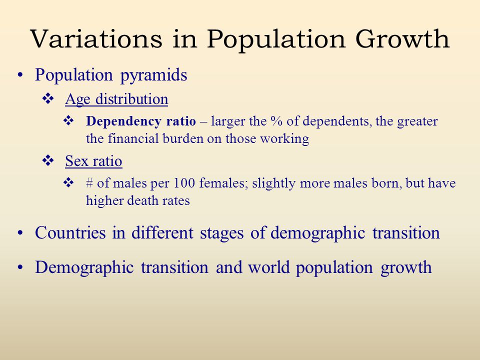 Variations in Population Growth