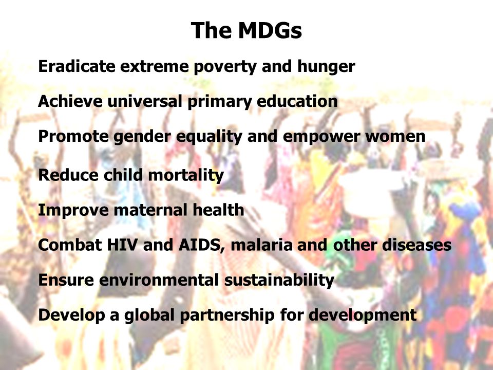 The MDGs Eradicate extreme poverty and hunger