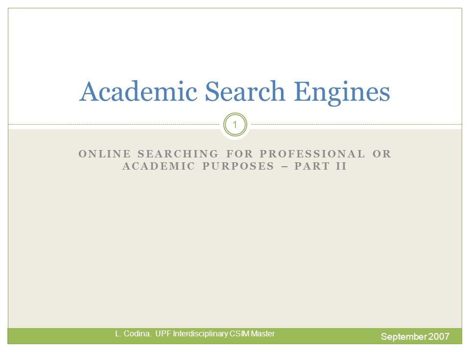 Academic Search Engines