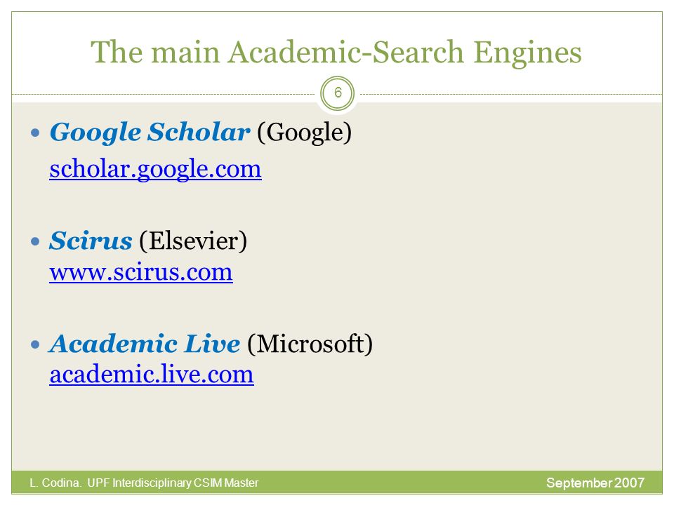 The main Academic-Search Engines