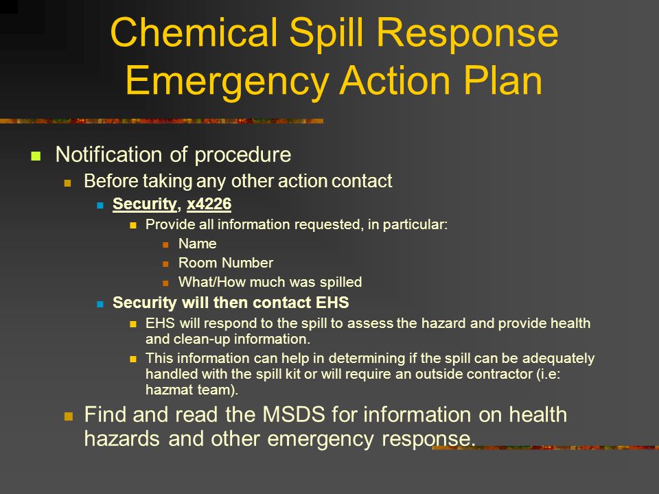 Chemical Spill Response Emergency Action Plan