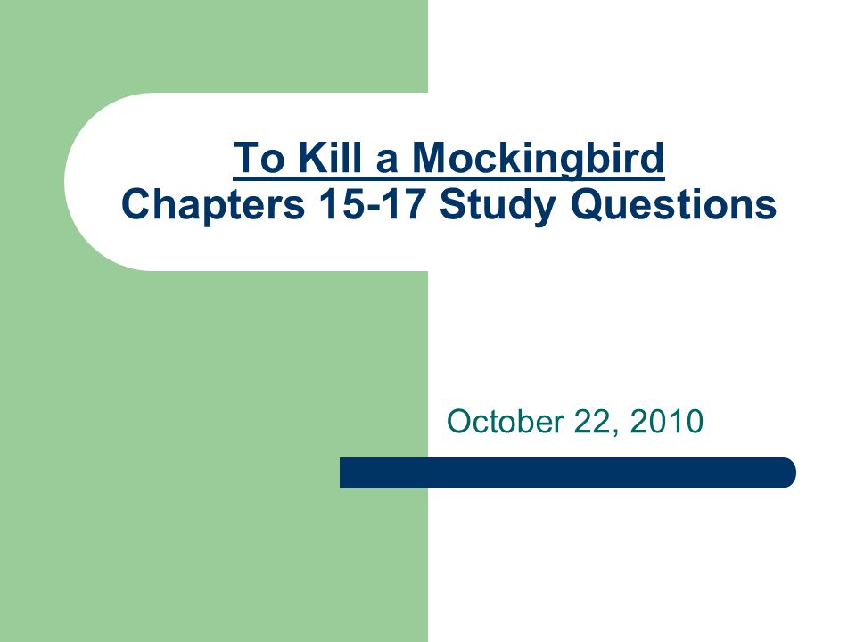 To Kill a Mockingbird Chapters Study Questions