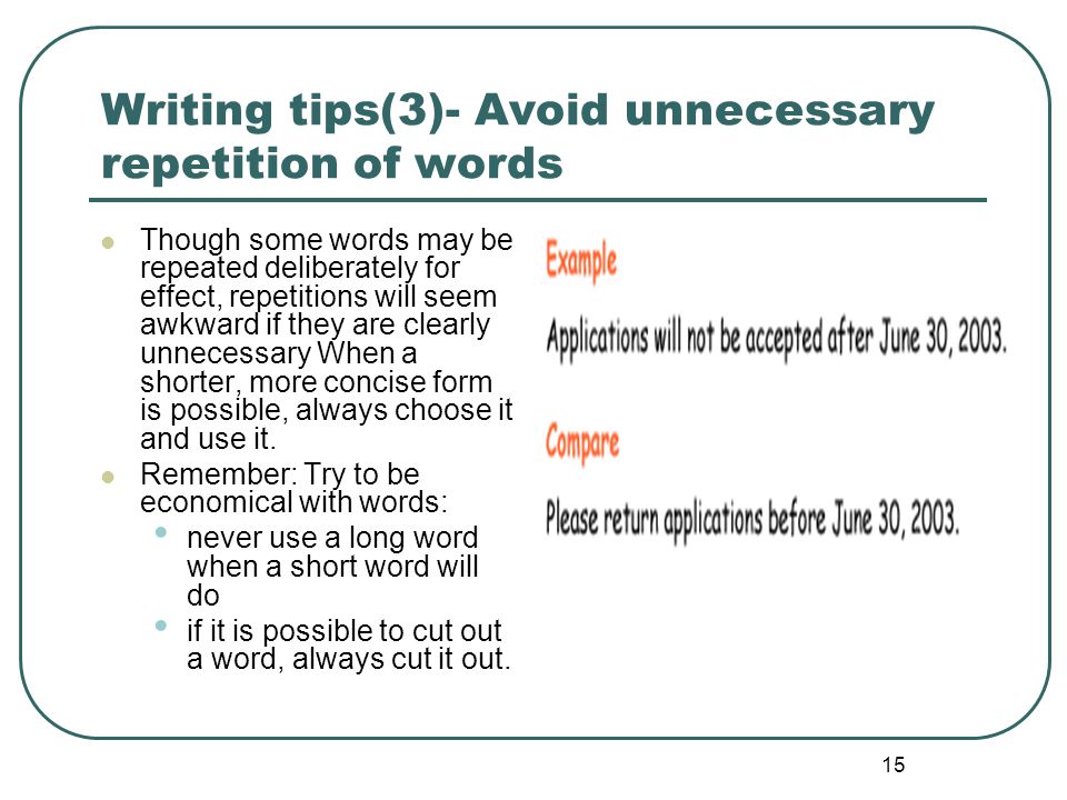 Writing tips(3)- Avoid unnecessary repetition of words