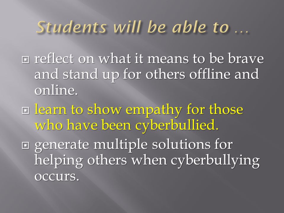 Students will be able to …