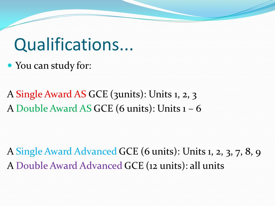 Qualifications... You can study for:
