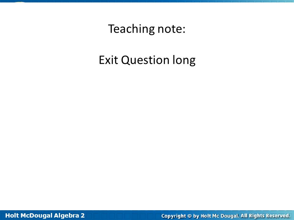 Teaching note: Exit Question long