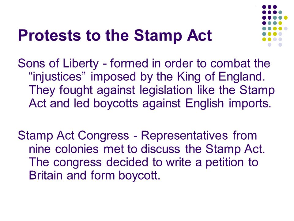Protests to the Stamp Act