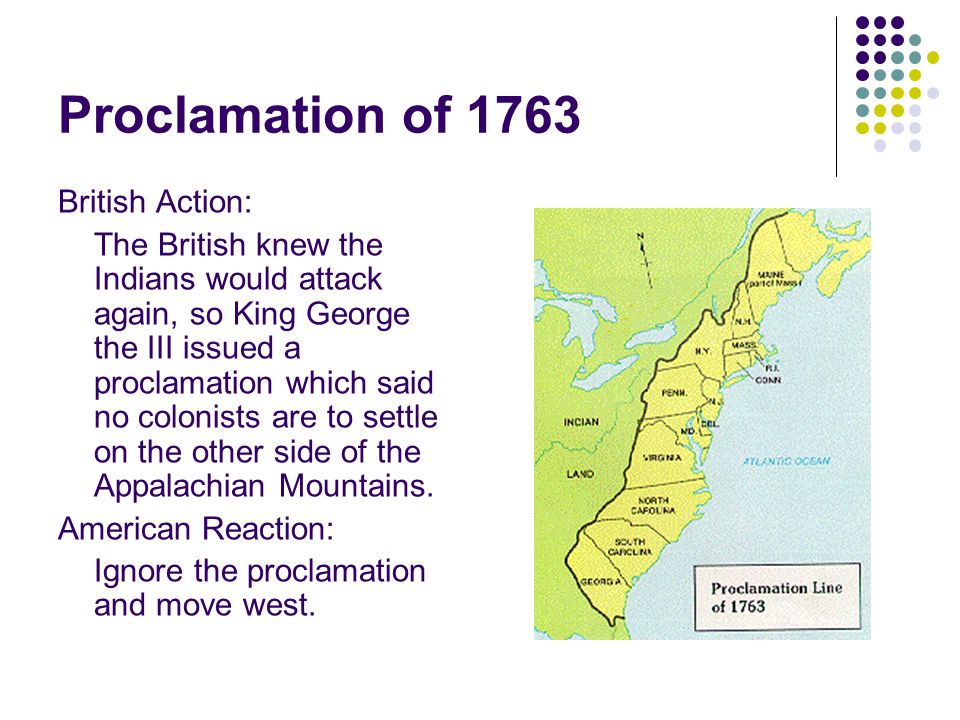 Proclamation of 1763 British Action:
