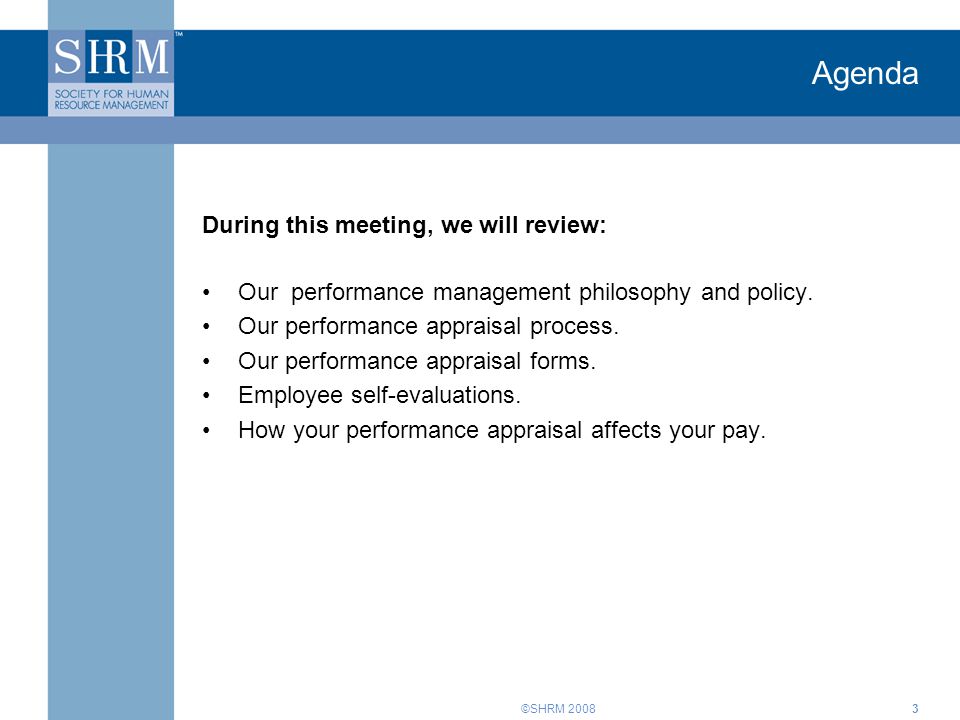 Agenda During this meeting, we will review: