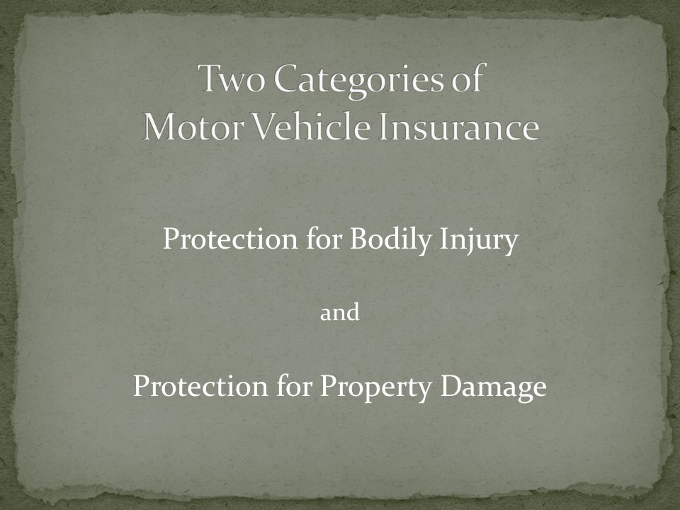 Two Categories of Motor Vehicle Insurance