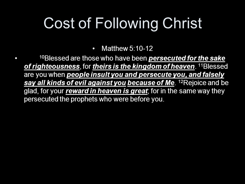 Cost of Following Christ