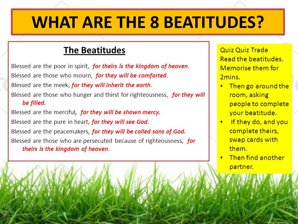 WHAT ARE THE 8 BEATITUDES