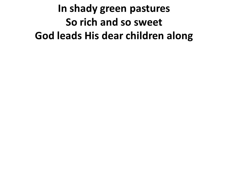 In shady green pastures God leads His dear children along
