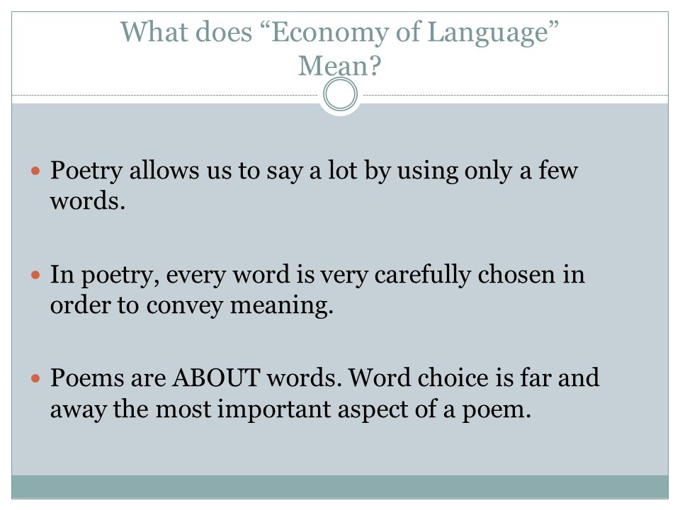 What does Economy of Language Mean