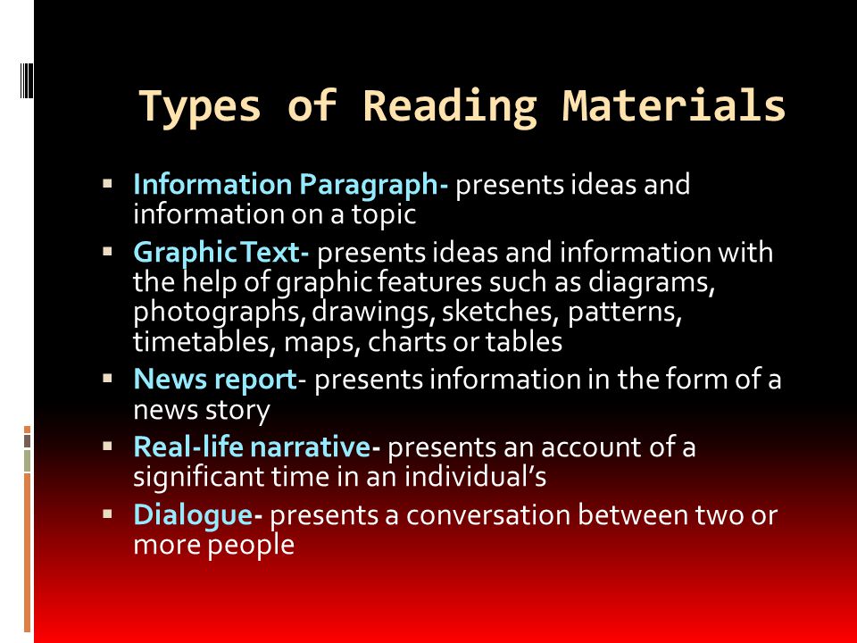 Types of Reading Materials