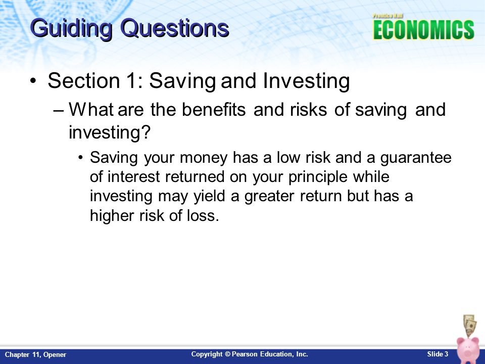 Guiding Questions Section 1: Saving and Investing