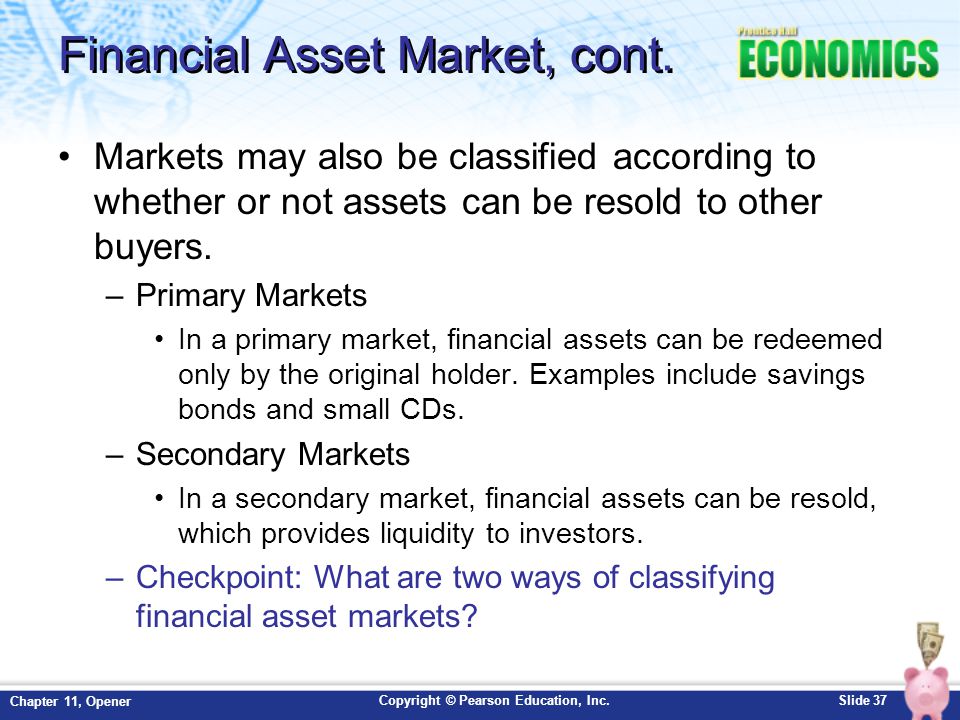 Financial Asset Market, cont.