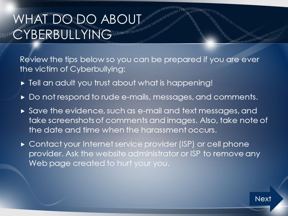 What do do about Cyberbullying