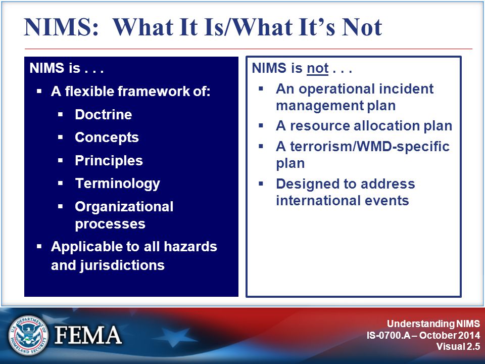 NIMS: What It Is/What It’s Not