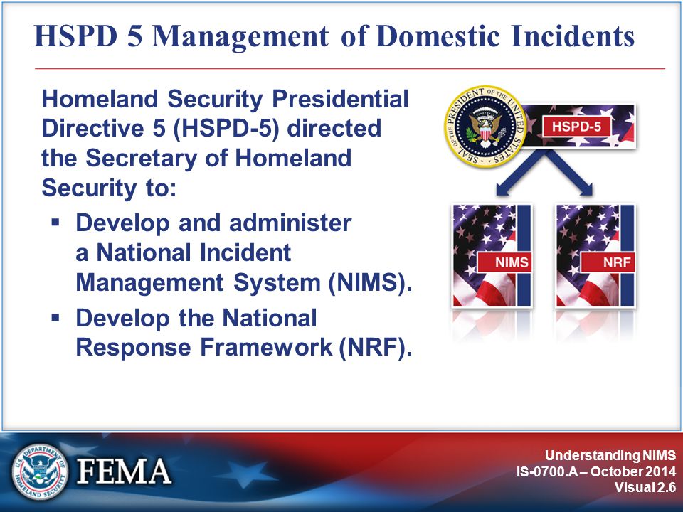 HSPD 5 Management of Domestic Incidents