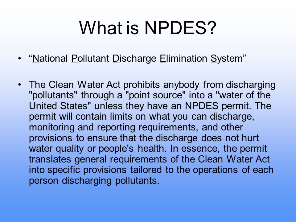 What is NPDES National Pollutant Discharge Elimination System
