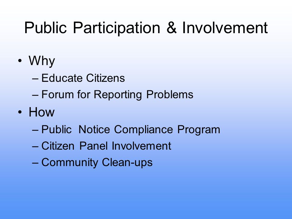 Public Participation & Involvement