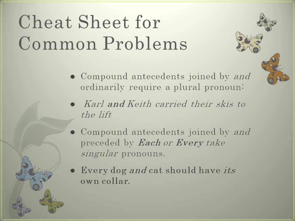 Cheat Sheet for Common Problems