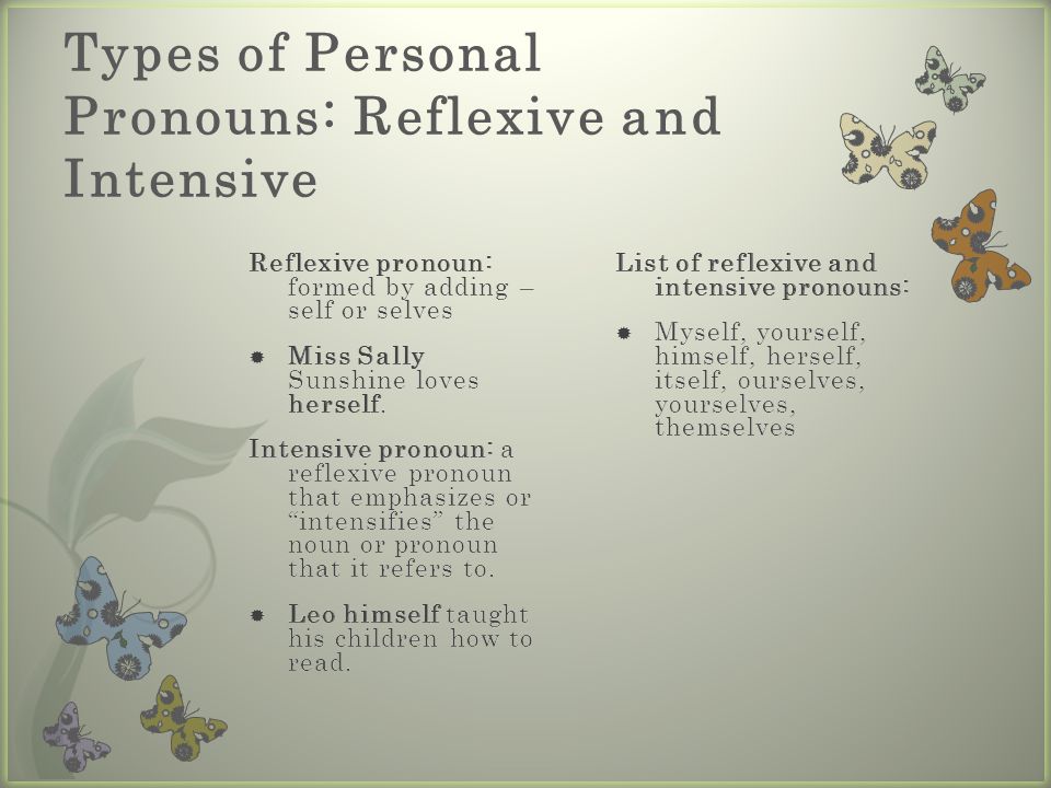 Types of Personal Pronouns: Reflexive and Intensive
