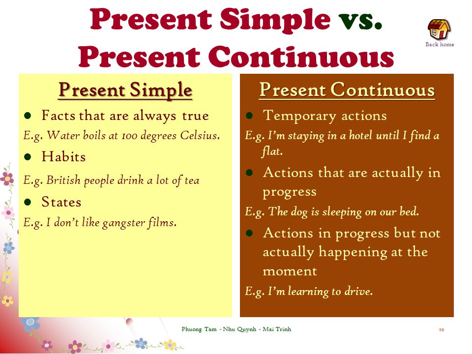 Present Simple vs. Present Continuous