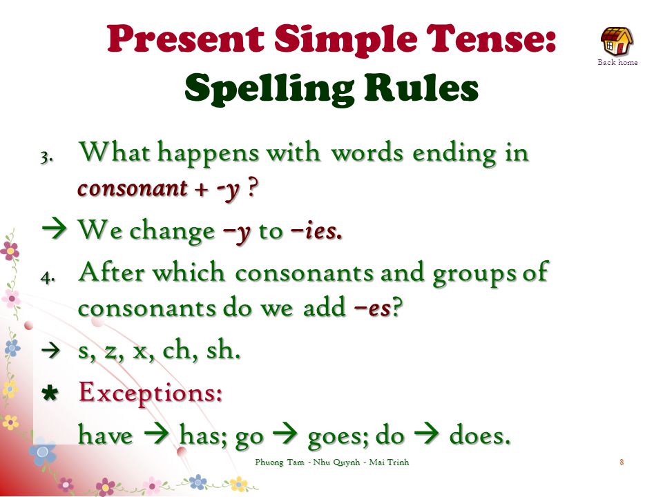 Present Simple Tense: Spelling Rules