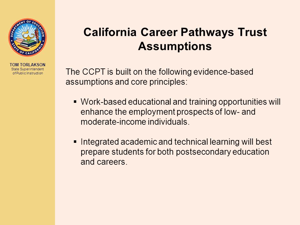 California Career Pathways Trust Assumptions