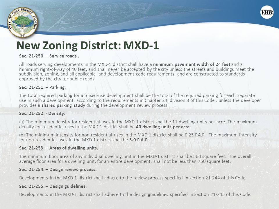 New Zoning District: MXD-1