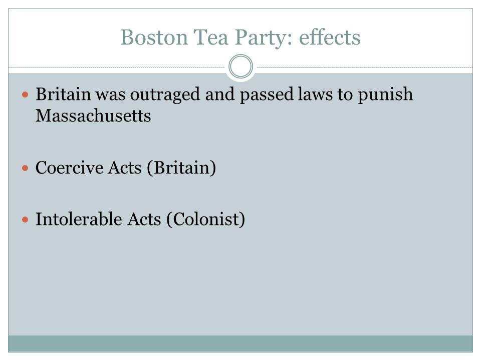 Boston Tea Party: effects