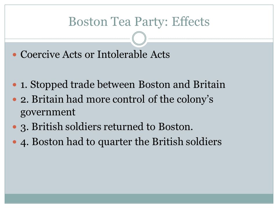 Boston Tea Party: Effects