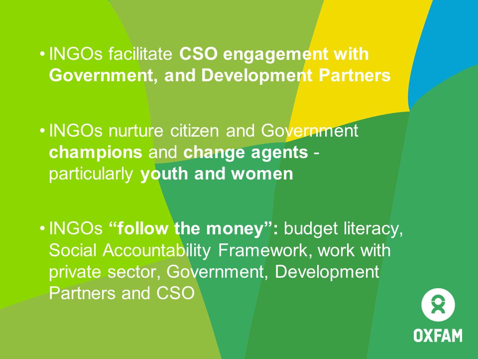 INGOs facilitate CSO engagement with Government, and Development Partners