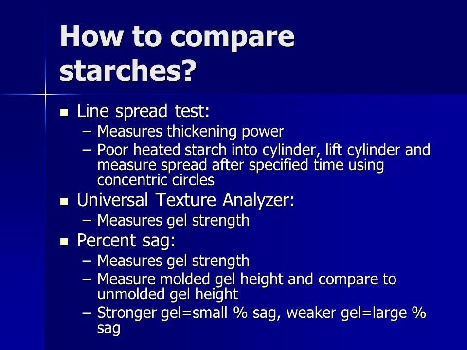 How to compare starches