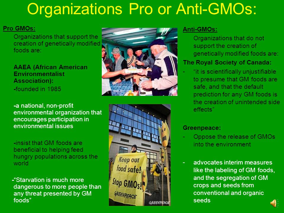 Organizations Pro or Anti-GMOs: